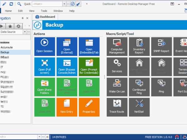 Remote Desktop Manager Dashboard