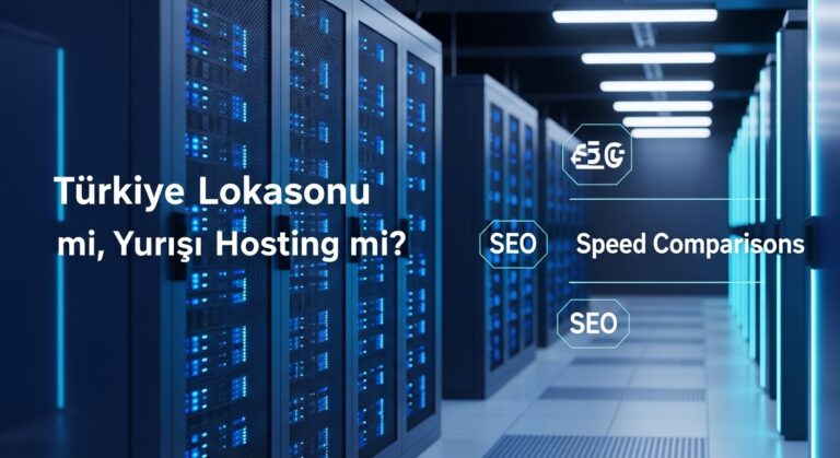 Türkiye Lokasyonlu Hosting mi, Yurtdışı Hosting mi? SEO ve Hız Karşılaştırması konusunu açıklayan infografik