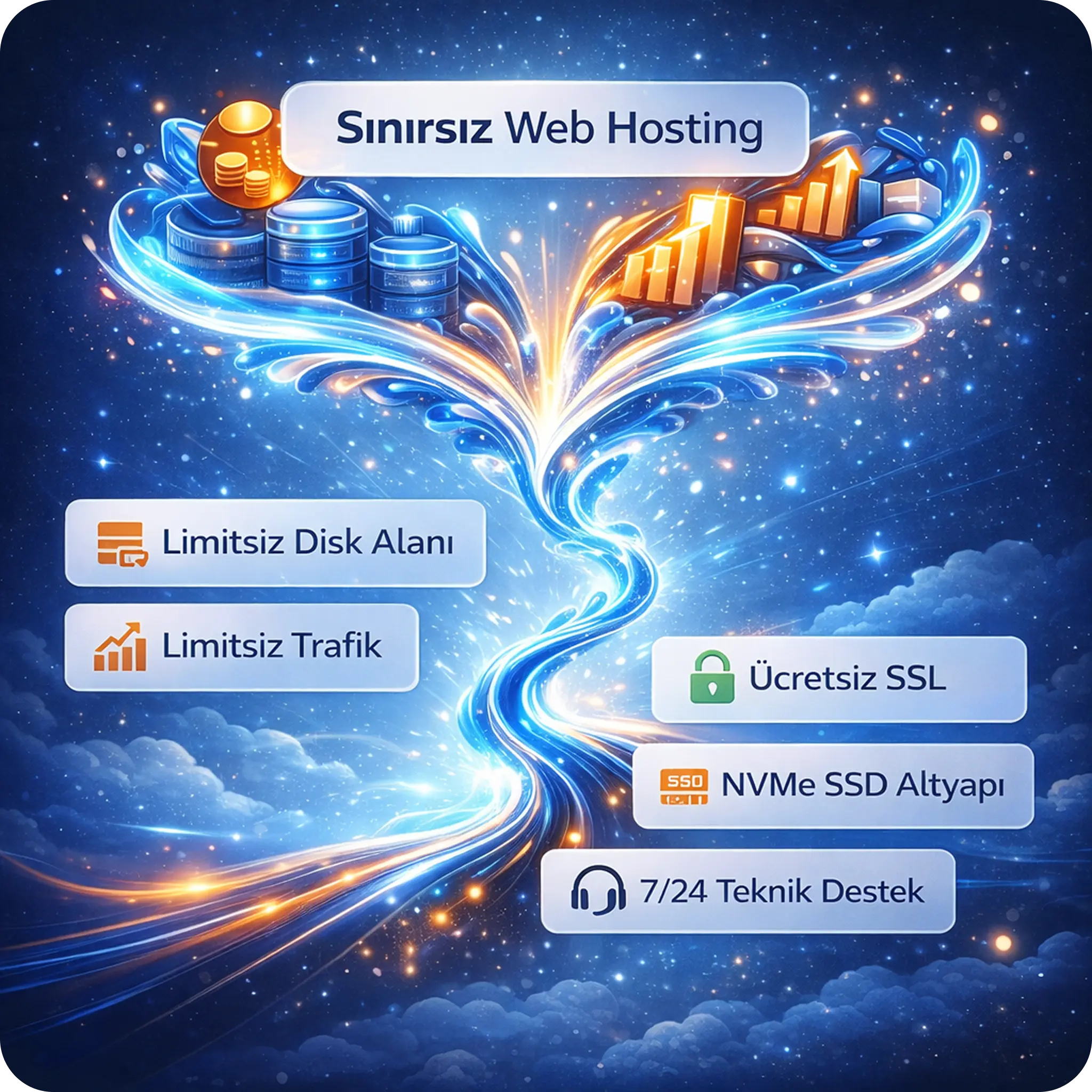 Sınırsız Web Hosting kiralama - Uygun fiyatlı hosting paketleri görseli